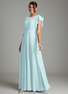 Azazie Daphne Modest Bridesmaid Dresses A-Line Ruffled Chiffon Floor-Length Dress image3