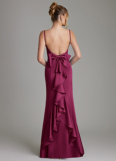 Azazie Zherra Bridesmaid Dresses Red Plum Mermaid Bow Stretch Satin Dress image5