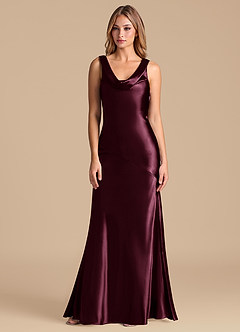Azazie Rylina Bridesmaid Dresses Cabernet Mermaid Metallic Satin Dress image5