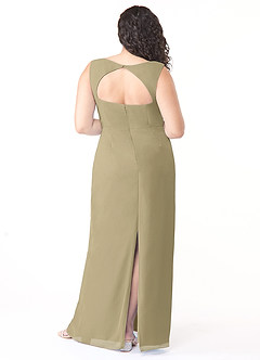 Azazie Flori Bridesmaid Dresses Moss Green Sheath Square Neckline Chiffon Dress image8