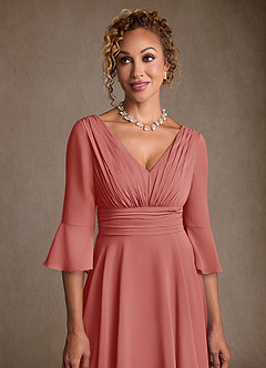 Azazie Eire Abiti per la Madre della Sposa Abito A-Line in Chiffon Plissettato Rosa Antica image5