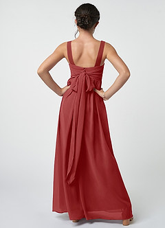 Azazie Kora Junior Rust A-Line Pleated Chiffon Dress image2
