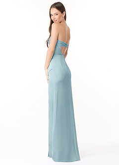 Azazie Leonis Bridesmaid Dresses Moody Blue Mermaid Pleated Stretch Satin Convertible Dress image7