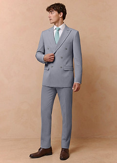 Collins Grey Double Breasted Wool Blend Suit