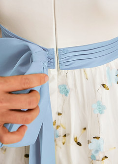 Azazie Pollie Flower Girl Dresses Sky Blue Sky Blue A-Line Bow Tulle Dress image7