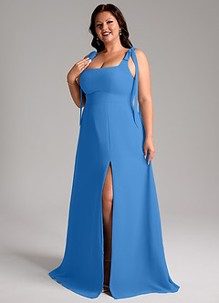 Azazie Debra Abiti da Damigella Abito Convertibile A-Line in Chiffon Con Tasche Blue Jay image4