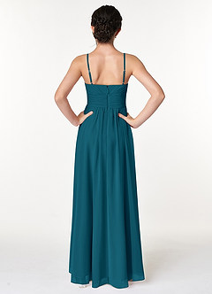 Azazie Catalina Junior Ink Blue A-Line Ruched Chiffon Dress image2