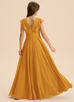 Azazie Anysa Junior Butterscotch A-Line Ruched Chiffon Dress image2