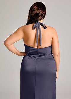 Azazie Valerie Jurken voor bruidsmeisjes Jurk van Stretch Satijn met Zeemeermin Geplooid Stormachtig image8