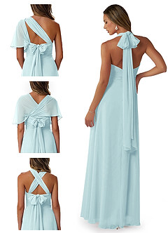 Azazie Fifi Bridesmaid Dresses Sea Glass A-Line Strapless Chiffon Convertible Dress image8