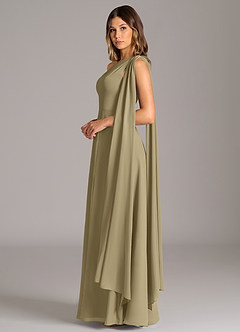 Azazie Tella Bridesmaid Dresses Moss Green A-Line One Shoulder Chiffon Dress image5