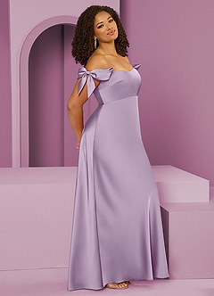Barbie ♥ Azazie Vestidos de damas de honor Vestido de Lila Esmerilada de Satén Elástico de Corte Recto Convertible con Vestidos sin tirantes image11
