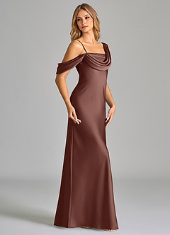Azazie Celina Vestidos de damas de honor Vestido de Expresado de Satén Elástico de Corte Recto con Vestidos sin tirantes image4