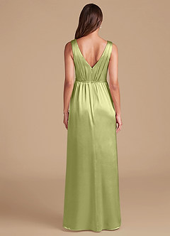 Azazie Tanicia Bridesmaid Dresses Pistachio A-Line Pleated Metallic Satin Dress image6