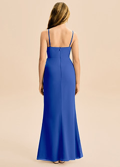 Azazie Buzzy Junior Royal Blue Sheath Pleated Chiffon Dress image5