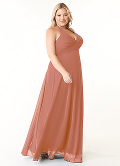 Azazie Tessie Bridesmaid Dresses MAI TAI A-Line V-Neck Pleated Chiffon Dress image8