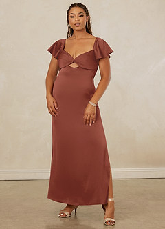 Christian Siriano Bridal for Azazie 1005 Bridesmaid Dresses Auburn Sheath Sweetheart Neckline Stretch Satin Dress image9