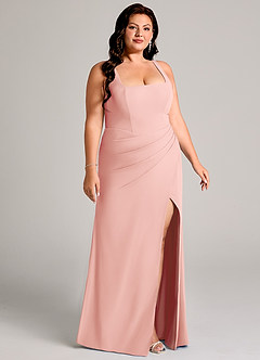 Azazie Mero Bridesmaid Dresses Rosette Sheath Pleated Chiffon Dress image13