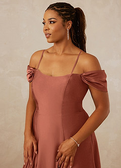 Christian Siriano Bridal for Azazie 1002 Bridesmaid Dresses Clay A-Line Off the Shoulder Stretch Satin Convertible Dress image9