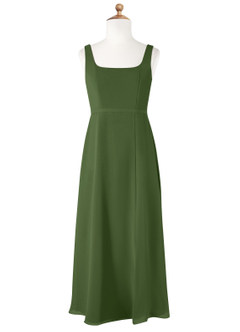 Azazie Renee Junior Olive A-Line Side Slit Chiffon Dress image5