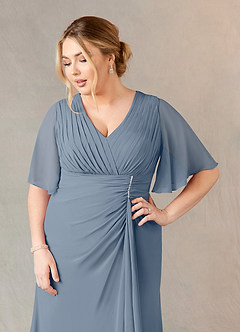Azazie Carson Mother of the Bride Dresses Twilight A-Line V-Neck Lace Chiffon Dress image10