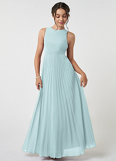 Azazie Lindie Junior Mist A-Line Pleated Chiffon Dress image1