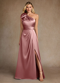 Azazie Easton Mother of the Bride Dresses Dusty Rose A-Line One Shoulder Stretch Satin Dress image1