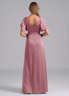 Azazie Ambrosia Bridesmaid Dresses Vintage Mauve A-Line Pleated Stretch Satin Dress image3