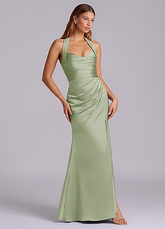 Azazie Destiny Bridesmaid Dresses Dusty Sage Mermaid Sweetheart Neckline Stretch Satin Dress image3