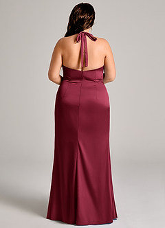 Azazie Valerie Robes de demoiselle d'honneur Robe Sirène en Satin extensible Plissé Bourgogne image6
