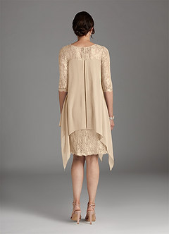Azazie Flo Mère de la mariée Robes Robe Trapèze en Mousseline de soie Dentelle Champagne image4