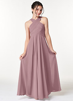 Azazie Kaleigh A-Line Pleated Chiffon Floor-Length Junior Bridesmaid Dress image4