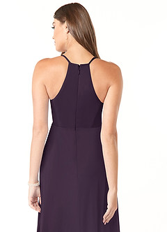 Azazie Annabelle Maternity Bridesmaid Dresses A-Line V-Neck Pleated Mesh Floor-Length Dress image3