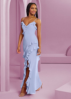 Barbie ♥ Azazie Vestidos de damas de honor Vestido de Hielo de Gasa de Corte Recto image1