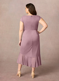 Azazie Renetta Mother of the Bride Dresses Dusty Rose Sheath V-Neck Pleated Mesh Dress image10