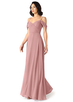 Azazie Tancie At-home Try On Dresses Vintage Mauve A-Line Off the Shoulder Chiffon Convertible Dress image3