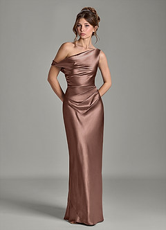 Azazie Emerson Vestidos de damas de honor Vestido de Expresado de Satén Metálico de Corte Sirena con Vestidos sin tirantes image3