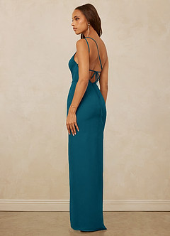 Christian Siriano Bridal for Azazie 1003 Bridesmaid Dresses Ink Blue Sheath One Shoulder Chiffon Dress image7