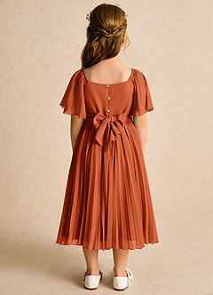 Azazie Gisele Flower Girl Dresses Burnt Orange A-Line Pleated Chiffon Dress image6