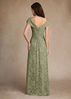 Azazie Myrtle Mother of the Bride Dresses Pistachio A-Line Pleated Floral Burnout Dress image3