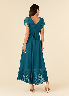 Azazie Palana Mother of the Bride Dresses Ink Blue A-Line Lace Chiffon Dress image3