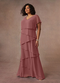 Azazie OHara Mother of the Bride Dresses Desert Rose A-Line V-Neck Chiffon Dress image13