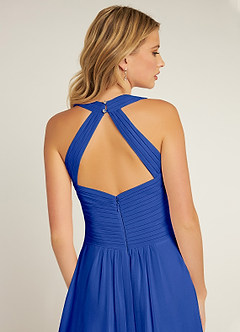 Azazie Claudia Brautjungfernkleider A-Linie Herzausschnitt Chiffon Kleid Königsblau image6