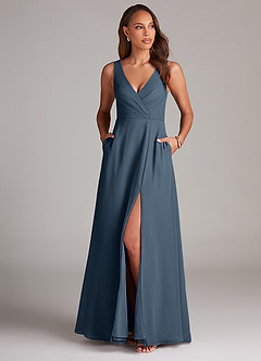 Azazie Nelly Bridesmaid Dresses Neptune A-Line Pleated Chiffon Dress image2