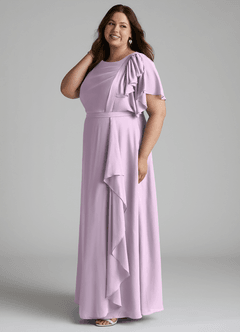 Azazie Aaliyah Modest brudtärna klänningar Klänning A-Line Utsvängd Golvlängd Chiffong image7