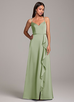 Azazie Naeem Bridesmaid Dresses Dusty Sage A-Line Stretch Satin Dress image5