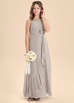 Azazie Lilenne Junior Frost A-Line Bow Chiffon Dress image3