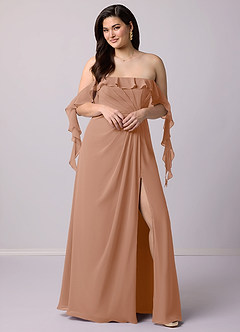 Barbie ♥ Azazie Bridesmaid Dresses Champagne Rose A-Line Off the Shoulder Chiffon Convertible Dress image10