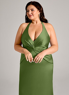 Azazie Valerie Suknie dla druhen Syrena Pofałdowany Satyna elastyczna Do ziemi Sukienka image13