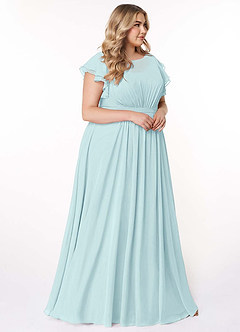 Azazie Daphne Modest Bridesmaid Dresses A-Line Ruffled Chiffon Floor-Length Dress image10